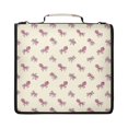 thumbnail image 1 of Zipper Binder with Shoulder Strap 2 inch 3 Ring Waterproof File Folder Organizer Bag 500 Sheet Pink Roses and Bows Pattern, 1 of 8