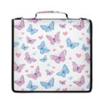 thumbnail image 1 of Zipper Binder with Shoulder Strap 2 inch 3 Ring Waterproof File Folder Organizer Bag 500 Sheet Pink and Blue Butterflies, 1 of 8