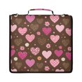thumbnail image 1 of Zipper Binder with Shoulder Strap 2 inch 3 Ring Waterproof File Folder Organizer Bag 500 Sheet Pink and Brown Hearts Pattern, 1 of 8