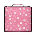 thumbnail image 1 of Zipper Binder with Shoulder Strap 2 inch 3 Ring Waterproof File Folder Organizer Bag 500 Sheet Pink and White Flowers, 1 of 8