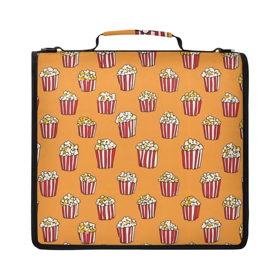 Zipper Binder with Shoulder Strap 2 inch 3 Ring Waterproof File Folder Organizer Bag 500 Sheet Popcorn Pattern