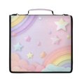 thumbnail image 1 of Zipper Binder with Shoulder Strap 2 inch 3 Ring Waterproof File Folder Organizer Bag 500 Sheet Rainbow Stars and Cloud Pattern, 1 of 8