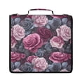 thumbnail image 1 of Zipper Binder with Shoulder Strap 2 inch 3 Ring Waterproof File Folder Organizer Bag 500 Sheet Roses in Pink and Gray Tones, 1 of 8