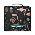 thumbnail image 1 of Zipper Binder with Shoulder Strap 2 inch 3 Ring Waterproof File Folder Organizer Bag 500 Sheet Sharks and Seagrass Pattern, 1 of 8
