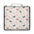 thumbnail image 1 of Zipper Binder with Shoulder Strap 2 inch 3 Ring Waterproof File Folder Organizer Bag 500 Sheet Simple Butterflies and Flowers, 1 of 8