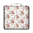 thumbnail image 1 of Zipper Binder with Shoulder Strap 2 inch 3 Ring Waterproof File Folder Organizer Bag 500 Sheet Small Butterfly and Rose Pattern, 1 of 8