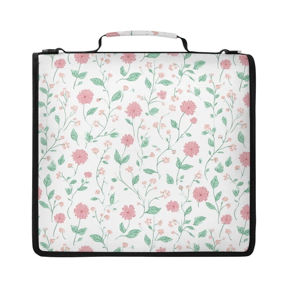 Zipper Binder with Shoulder Strap 2 inch 3 Ring Waterproof File Folder Organizer Bag 500 Sheet Spring Flowers and Vines