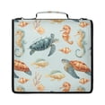 thumbnail image 1 of Zipper Binder with Shoulder Strap 2 inch 3 Ring Waterproof File Folder Organizer Bag 500 Sheet Turtles Seahorses and Fish Pattern, 1 of 8