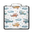 thumbnail image 1 of Zipper Binder with Shoulder Strap 2 inch 3 Ring Waterproof File Folder Organizer Bag 500 Sheet Watercolor Airplane Pattern, 1 of 8