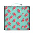 thumbnail image 1 of Zipper Binder with Shoulder Strap 2 inch 3 Ring Waterproof File Folder Organizer Bag 500 Sheet Watermelon Popsicle Pattern, 1 of 8
