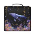 thumbnail image 1 of Zipper Binder with Shoulder Strap 2 inch 3 Ring Waterproof File Folder Organizer Bag 500 Sheet Whale and Rose Pattern, 1 of 8