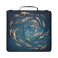 thumbnail image 1 of Zipper Binder with Shoulder Strap 2 inch 3 Ring Waterproof File Folder Organizer Bag 500 Sheet Whirlpool Carp Pattern, 1 of 8