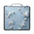 thumbnail image 1 of Zipper Binder with Shoulder Strap 2 inch 3 Ring Waterproof File Folder Organizer Bag 500 Sheet White Butterflies Pattern, 1 of 8