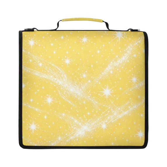 Zipper Binder with Shoulder Strap 2 inch 3 Ring Waterproof File Folder Organizer Bag 500 Sheet Yellow Flashing Pattern