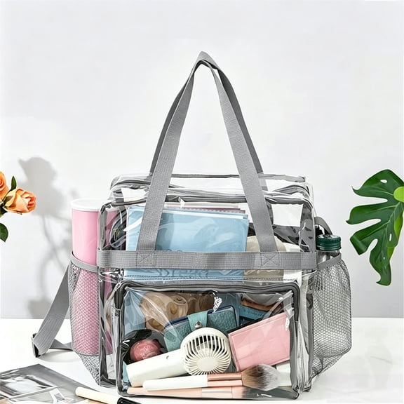 Zipper Blanket Bags, Multifunctional Transparent Backpack (Grey), Waterproof Pvc Storage Bag, Large Capacity Travel Bag for Work, Sports Games, Gym