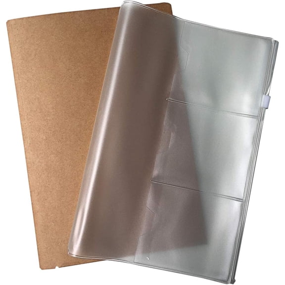 Zipper Case and Kraft Card Sleeve Holder Travelers Journal Accessories Pack 2-Pack for Refillable Travel Journals - A5 Size 8.25 x 5.25
