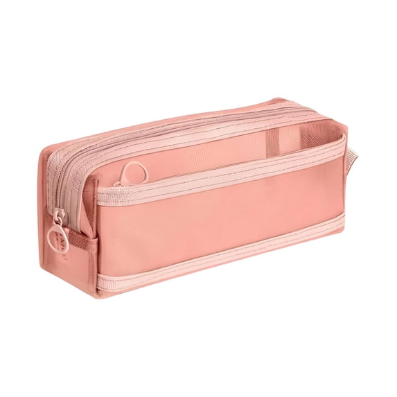 Zipper Clear Mesh Pencil Cases Fashion Durable Pencil Bag Multipurpose Travel Carry Portable Bags for Office Pink One Size