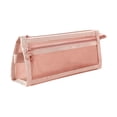 thumbnail image 1 of Zipper Clear Mesh Pencil Cases Fashion Durable Pencil Bag Multipurpose Travel Carry Portable Bags for Stationery, School, Office Pink One Size, 1 of 2
