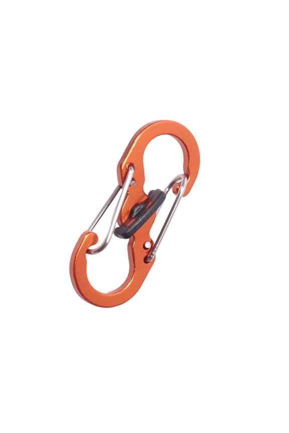 Zipper Clip with Lock – Stainless Steel 8-Shape S-Hook Keychain for Backpacks, Purses & Travel – Theft-Resistant Orange Carabiner