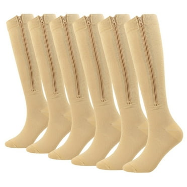 Zipper Compression Socks, 20-30 mmHg Knee High Compression Socks for Men Women, Close Toe Support Socks for Varicose Veins, Edema, Recovery （3 Pair）