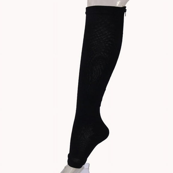 Zipper Compression Socks for Men Women Fatigue Swelling Circulation, 2 Pairs, Calf Knee High Stocking, Open Toe Zippered Compression Socks, Best Support for Walking, Runnng, Hiking and Sports, XS-XL