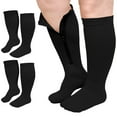 thumbnail image 1 of Zipper Compression Socks, PUTUO Compression Socks for Women and Men, Plus Size Closed Toe Compression Stocking with Zipper, 20-30 mmhg Pressure Support Stockings, 2 Pairs, 1 of 7