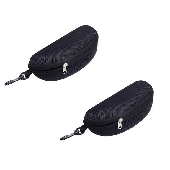 Zipper Eyeglasses Case, 2 Pcs Glasses Case with Carabiner Travel Zipper, Portable Travel Zipper Hard Shell Box Glasses Sunglasses Case Box Protector for Men & Women, 6.69x3.15x2.36 Inch, Black