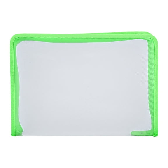 Zipper File Bag, A4 Plastic Document Bag with Clear View, Waterproof Zipper Document Holder for School, Office, Travel (Green,1 Pack)