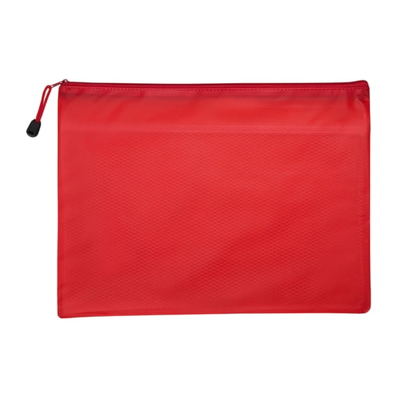 Zipper File Bags, Document And Mesh Makeup Bags Pencil Case, Multipurpose Travel Accessories For Home And Office (Red ,34*24)