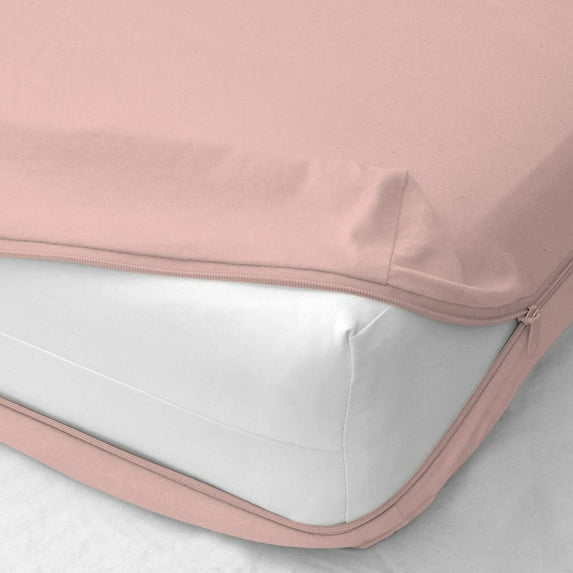 Zipper Fitted Sheet 1 Piece Only - 18 Inch Deep Pocket - 600 Thread Count - 100% Egyptian Cotton - 3 Side Zipper for Perfect Fit - Pink Solid, Twin Size.