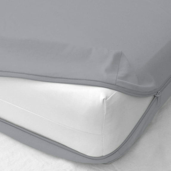 Zipper Fitted Sheet 1 Piece Only - Twin-XXL Size Mattress Cover with 22 Inch Deep Pocket - 600 Thread Count & 100% Egyptian Cotton - Sateen Weave Zipper Fastening Fitted Sheets - Light Grey Solid.