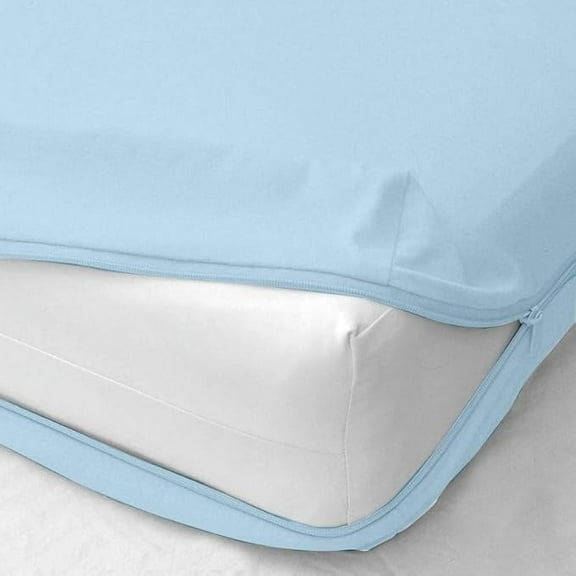 Zipper Fitted Sheet - 100% Egyptian Cotton Sheet 14" inch Extra Deep Pocket Soft and Comfy -Shrinkage and Fade Resistant-Easy Care -1 Fitted Sheet Only (Light Blue, Twin)