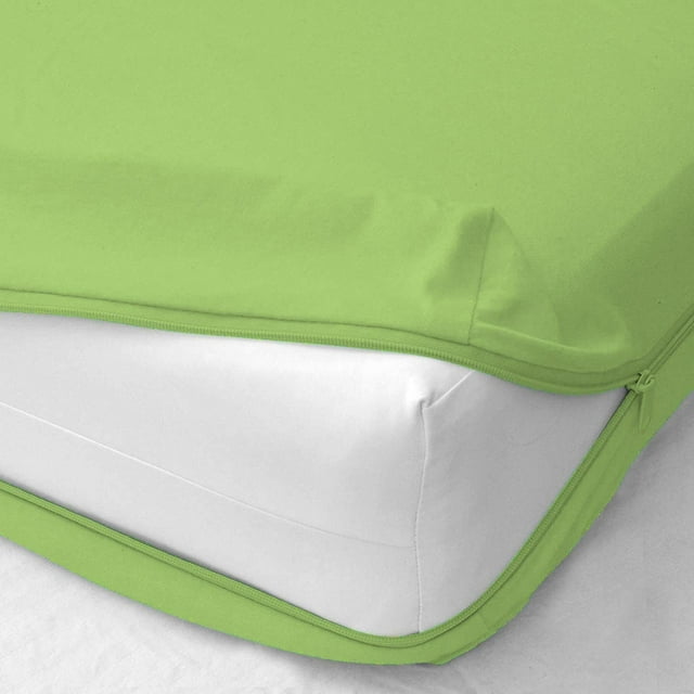 Zipper Fitted Sheet - Hotel Quality Bottom Sheet - 15" inch Snug Deep Pocket Full-XXL Size Zipper Encasement Pure 300TC Cotton Bed Sheets Mattress Cover - Sage Solid.