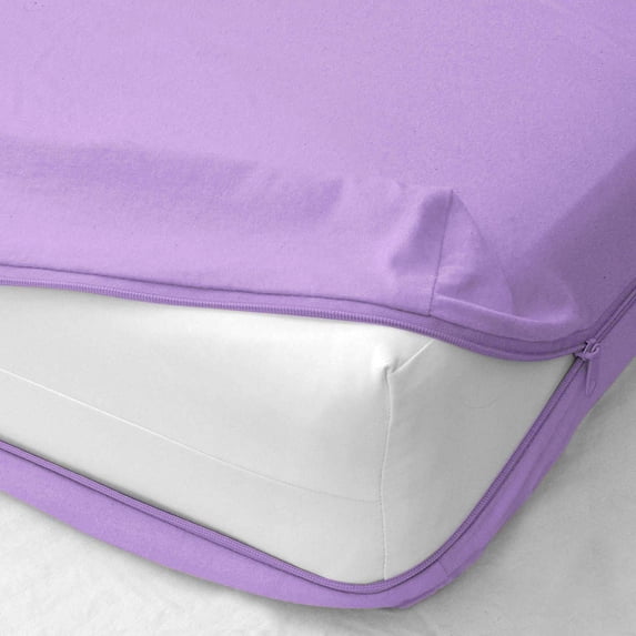 Zipper Fitted Sheet - Hotel Quality Bottom Sheet - 22" inch Snug Deep Pocket Full-XL Size Zipper Encasement Pure 300TC Cotton Bed Sheets Mattress Cover - Lavender Solid.