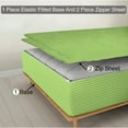 thumbnail image 1 of Zipper Fitted Sheet, (California King Size 72x84) 12 Inch Deep Pocket, 100% Egyptian Cotton, 800 TC, Stripe Sage Color., 1 of 7