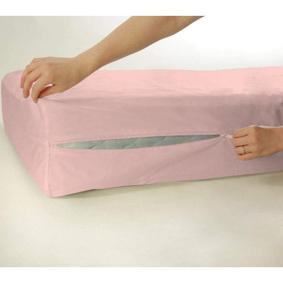 Zipper Fitted Sheet - Extra Deep Pocket 18" Inch - 100% Egyptian Cotton Fitted Sheets - Secure Fit 400 TC Sheets - Easy to Change Mattress Cover & Bottom Sheet - Cal-King Size, Pink Solid.