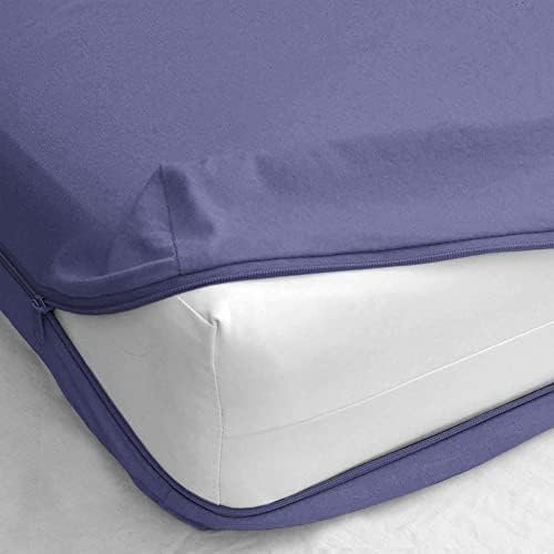 Zipper Fitted Sheet - Full Zipper Fitted Sheet 18" Inch Deep Pocket - 700 TC 100% Egyptian Cotton Sateen Weave Zipper Mattress Cover Medium Blue Color
