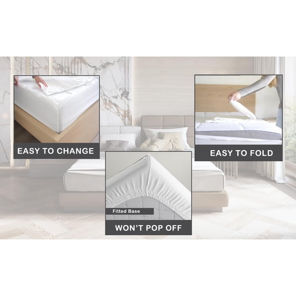 Zipper Fitted Sheet Full XL Size, 16" Deep Pocket for Mattress, 1 Base & 2 Zip-On Sheets, 500 Thread Count Sa Cotton, Cooling and Breathable, Ivory