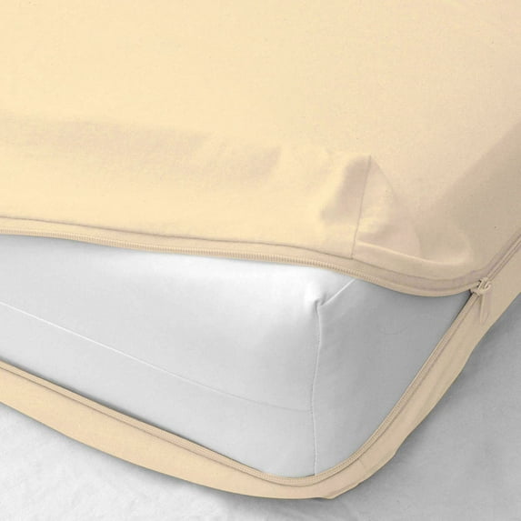 Zipper Fitted Sheet - Hotel Quality Bottom Sheet - 14" inch 300TC Egyptian Cotton Fitted Sheet - Deep Mattress Encasement Zipper Fitted Sheet Bed Mattress - Ivory Solid.