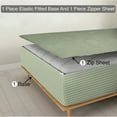 thumbnail image 1 of Zipper Fitted Sheet, (Olympic Queen Size 66x80) 26 Inch Deep Pocket, 100% Egyptian Cotton, 800 TC, Stripe Light Sage Color., 1 of 7