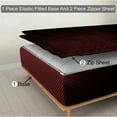 thumbnail image 1 of Zipper Fitted Sheet, (Olympic Queen Size 66x80) 6 Inch Deep Pocket, 100% Egyptian Cotton, 800 TC, Stripe Wine Color., 1 of 7