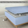 thumbnail image 1 of Zipper Fitted Sheet, (Olympic Queen Size 66x80) 8 Inch Deep Pocket, 100% Egyptian Cotton, 800 TC, Stripe Light Blue Color., 1 of 7