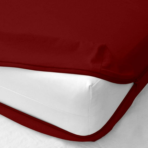 Zipper Fitted Sheet - Pure Egyptian Cotton 800 Thread Count 1 Piece Twin, Burgundy - Zippered Closure 12"inch Deep Pocket