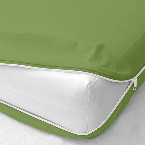 Zipper Fitted Sheet Pure Microfiber- Twin Size Upto 8 Inch Deep Pocket- Sage Color