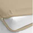 thumbnail image 1 of Zipper Fitted Sheet - Pure Pima Cotton 800 Thread Count 1 Piece King, Beige - Zippered Closure 16"inch Deep Pocket, 1 of 4