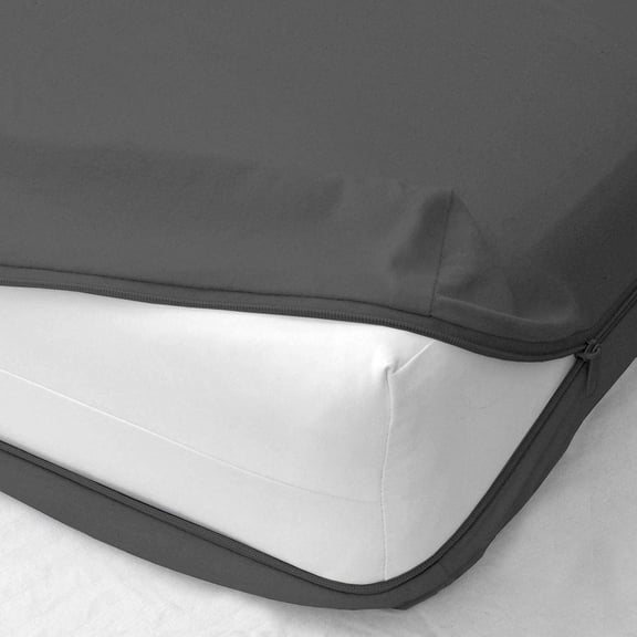 Zipper Fitted Sheet - Pure Pima Cotton 800 Thread Count 1 Piece Twin, Dark Gray - Zippered Closure 14"inch Deep Pocket
