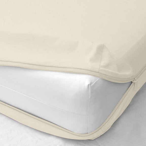 Zipper Fitted Sheet - Pure Pima Cotton 800 Thread Count 1 Piece Twin, Ivory - Zippered Closure 14"inch Deep Pocket