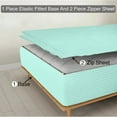 thumbnail image 1 of Zipper Fitted Sheet, (Queen Size 60x80) 15 Inch Deep Pocket, 100% Egyptian Cotton, 800 TC, Stripe Aqua Blue Color., 1 of 7