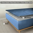 thumbnail image 1 of Zipper Fitted Sheet, (Queen Size 60x80) 6 Inch Deep Pocket, 100% Egyptian Cotton, 800 TC, Stripe Medium Blue., 1 of 7