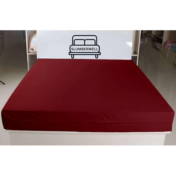 Zipper Fitted Sheet Queen Size - Deep Pocket 12 Inch Microfiber Mattress Cover Soft Wrinkle-Resistant Burgundy